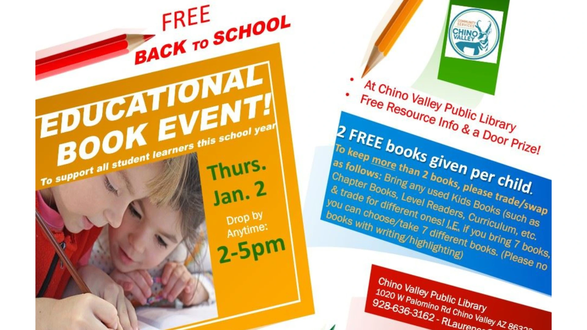 Chino Valley Public Library Educational Book Giveaway