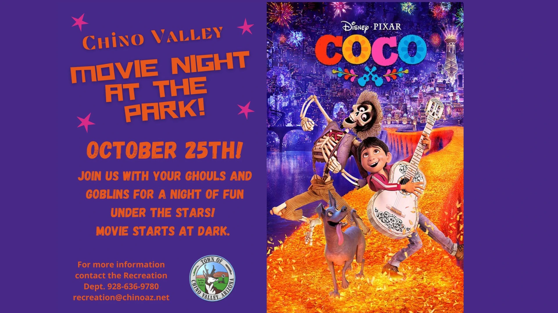 Chino Valley Movie in the Park Coco Chino Valley Movie in the Park Coco